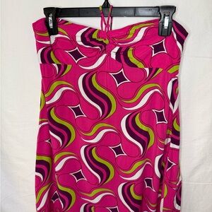 Zara Vibrant Pink and Green Patterned Skirt